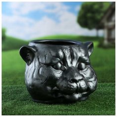 Фигурное кашпо "Голова тигра". металлик. керамика. 8.5 л 6938597