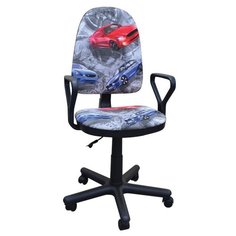 PRESTIGE (Престиж) GTP CPT PM60 Детская ткань и флок Кресло (велюр Top Gear 004, машинки на сером фоне) Nowy Styl
