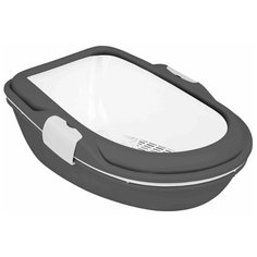 Туалет Berto XL с бортиком и сеткой, 47 х 26 х 69 см, антрацит/белый, Trixie (лоток, 40171)