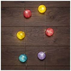 Гирлянда NEON-NIGHT Тайские фонарики, 10 LED, 150 см, 10 ламп, синий/желтый/красный/фиолетовый/бесцветный провод