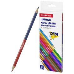 ErichKrause® Набор цветных карандашей "Basic Bicolor" трехгранные двустор. 12 шт 24 цвета арт.50531