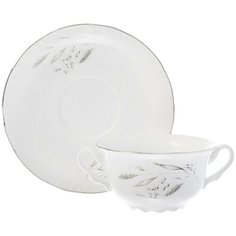 Чашка с блюдцем для бульона Constance (декор Серебряные колосья, отводка платина) На 6 персон, 335 мл Thun1794