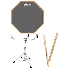 Набор для начинающего барабанщика: пэд тренировочный, барабанные палочки размеров 5B и 5AL, подставка для пэда, учебное пособие Evans