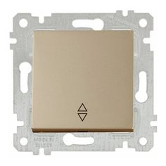 Выключатель проходной 1-клав. (скрытый, без рамки, пруж. зажим) золото, RITA, MUTLUSAN (10 A, 250 V, IP 20) (2200 403 0180)