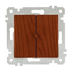 Выключатель 2-клав. (скрытый, без рамки, винт. зажим) вишня, RITA, MUTLUSAN (10 A, 250 V, IP 20) (2200 402 0256)