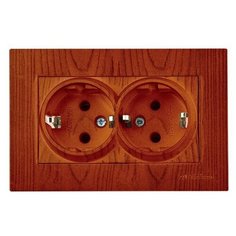 Розетка 2-ая (скрытая, с/з) вишня, RITA, MUTLUSAN (16 A, 250 V, IP 20, без рамки) (2200 202 0256)