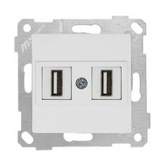 Розетка компьютерная 2хUSB (скрытая, без рамки) белая, RITA, MUTLUSAN (2xUSB 2.0 port, highspeed, 480Mps, 60Mb/sec) (2200 456 0101)