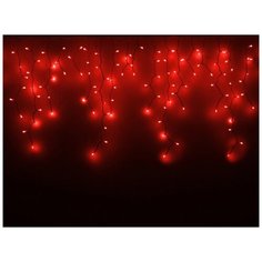 Гирлянда Айсикл-лайт (бахрома) 5х0,7 м, 220 В, шнур чёрного цвета, 250 диодов, 200 LED красных ламп постоянного свечения China Dans International