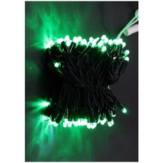 Гирлянда Нить 10м, 31V, шнур черного цвета, 100 LED, 90 зеленых постоянного свечения и 10 белых с FLASH эффектом China Dans International