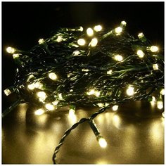 Гирлянда Нить, 20м, 220В, шнур зеленого цвета, 200 диодов белых теплых диодов с контроллером, не соединяемая, China Dans, артикул ULDS2000