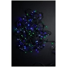 Гирлянда светодиодная Нить, 12,7 м, 220В, шнур зеленого цвета, 140 LED синих и зеленых диодов, 8 режимов работы, IP44 China Dans International