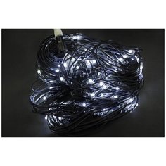 Светодиодная гирлянда занавес "Сетка" 1х2 м, шнур черного цвета, 140 диодов белых холодных, без контроллера China Dans International