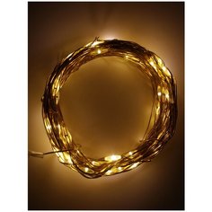 Гирлянда Нить "Роса", 10 м, 100 LED белых тёплых диодов, на батарейках China Dans International