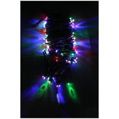 Гирлянда Нить 10 м, 220В, шнур черного цвета 100 разноцветных LED с FLASH эффектом, соединяемая China Dans International
