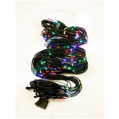 Гирлянда Айсикл-лайт (бахрома) 5х0,7м, 220 В, шнур чёрного цвета, 250 диодов, 200 цветных постоянного свечения China Dans International