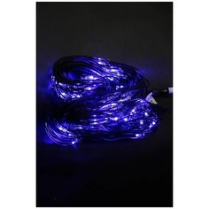 Светодиодная гирлянда занавес "Сетка" 1х2 м, шнур черного цвета, 140 диодов синих, без контроллера China Dans International