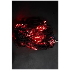 Светодиодная гирлянда занавес "Сетка" 1х2 м, шнур черного цвета, 140 диодов красных, без контроллера China Dans International