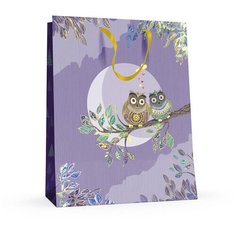 Пакет вертикальный L (26x32.5x13.0 см) "совы" матовая ламинация, 2-х сторонняя фольга, Арт. 2-131/3 Альт