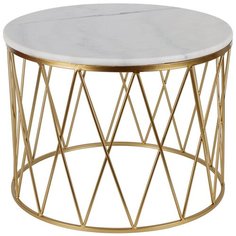 Журнальный столик с белым мрамором 59x59x45см, Glasar ГЛАСАР