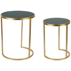 Столики интерьерные с зеленым мрамором, набор 2 предмета 40x40x50, 32x32x43см, Glasar ГЛАСАР