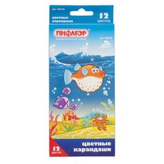 Карандаши цветные пифагор "Сказочный мир", 12 цветов, заточенные, картонная упаковка, дизайн ассорти, 180240 2 уп