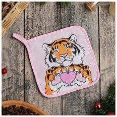 Прихватка "Happy meow year" 17х17см,35% х/л,65% п/э,ватин 250г/м2 6861871 Доляна