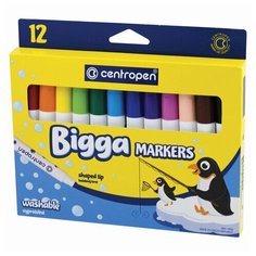 Фломастеры утолщенные 12 цветов CENTROPEN "Bigga Markers", смываемые, вентилируемый колпачок, 7650/8KK, 7 7650 1201