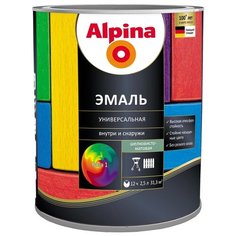 Эмаль алкидная Alpina Эмаль универсальная шелковисто-матовая, База 1, 2,5 л