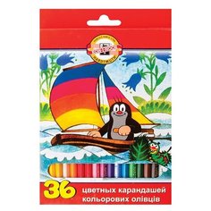 Карандаши цветные KOH-I-NOOR "Крот", 36 цветов, грифель 3,2 мм, заточенные, европодвес, 3655036026KSRV