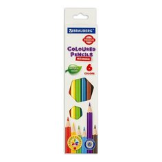 Карандаши цветные BRAUBERG PREMIUM, 6 цветов, шестигранные, грифель мягкий 3,3 мм, 181655 3 уп