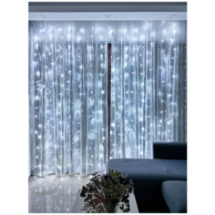 Гирлянда светодиодная электрическая штора занавес 3х3 м., белый свет Веселый праздник