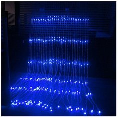 Новогодняя гирлянда динамический занавес (бегущие огни) Водопад 2х2 м синий Baziator