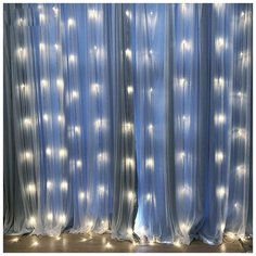 Новогодняя гирлянда динамический занавес (бегущие огни) Водопад 2х2 м белый Baziator