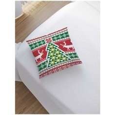 Наволочка декоративная joyArty "Елка с оленями" на молнии, 45x45 см