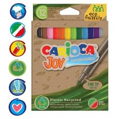 Фломастеры 12 цветов Carioca "Joy. EcoFamily" смываемые, 6941365