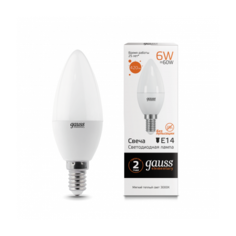 Gauss Упаковка светодиодных ламп 3 шт Gauss Elementary Свеча 6W 420lm 3000K Е14 LED 33116