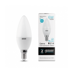 Gauss Упаковка светодиодных ламп 3 шт Gauss Elementary Свеча 6W 450lm 4100K Е14 LED 33126