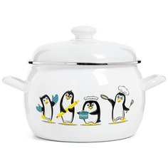 Кастрюля "Пингвины" сферическая 5,0 л ЭСТЕТ