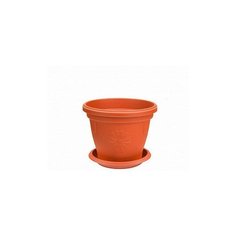 Кашпо "Italy" с поддоном, 11 л, цвет: терракотовый Elfplast