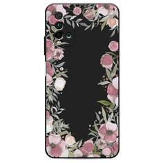 Матовый силиконовый чехол "Розовая цветочная рамка" на Xiaomi Redmi 9T / Сяоми Редми 9Т Case Place