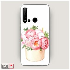 Чехол Силиконовый Huawei Nova 5i Коробка с пионами Case Place
