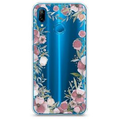 Силиконовый чехол "Розовая цветочная рамка" на Huawei Nova 3E / Хуавей Нова 3е Case Place