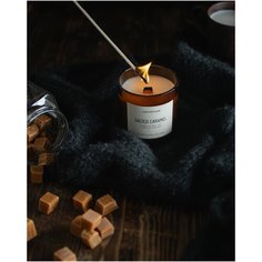 Свеча ароматическая LAVA ARTISAN "SALTED CARAMEL / соленая карамель" из кокосового воска с деревянным фитилем 280 мл