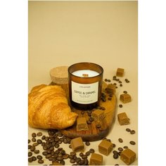 Свеча ароматическая LAVA ARTISAN "COFFEE & CARAMEL / карамельный кофе" из кокосового воска с деревянным фитилем 280 мл