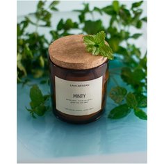 Свеча ароматическая LAVA ARTISAN "MINTY / мятная" из кокосового воска с деревянным фитилем 280 мл