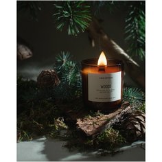 Свеча ароматическая LAVA ARTISAN "WOODS / хвойный ЛЕС" из кокосового воска с деревянным фитилем 280 мл