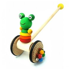 Каталка на палке Лягушонок Wood Fun