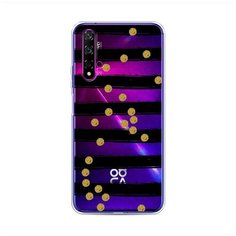 Силиконовый чехол "Черные полоски с золотыми кружками" на Huawei Nova 5T / Хуавей Нова 5Т Case Place