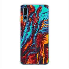 Силиконовый чехол "Желто-голубой флюид" на Huawei P20 Pro / Хуавей П20 Про Case Place