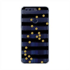 Силиконовый чехол "Черные полоски с золотыми кружками" на Honor 8 / Хонор 8 Case Place